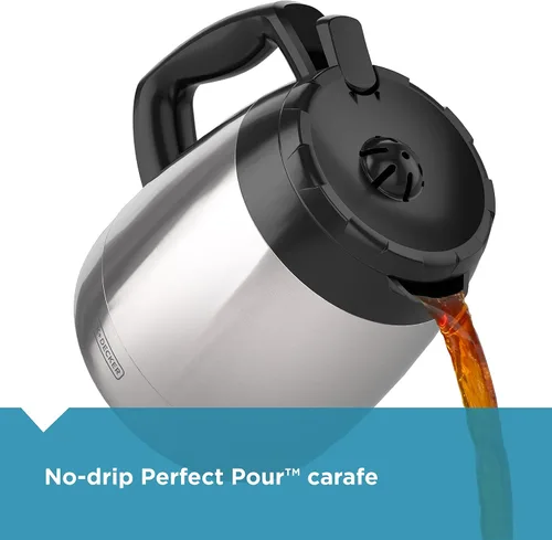 Vista 6 de BLACK+DECKER Cafetera térmica de 12 tazas, negro/plata, CM2035B