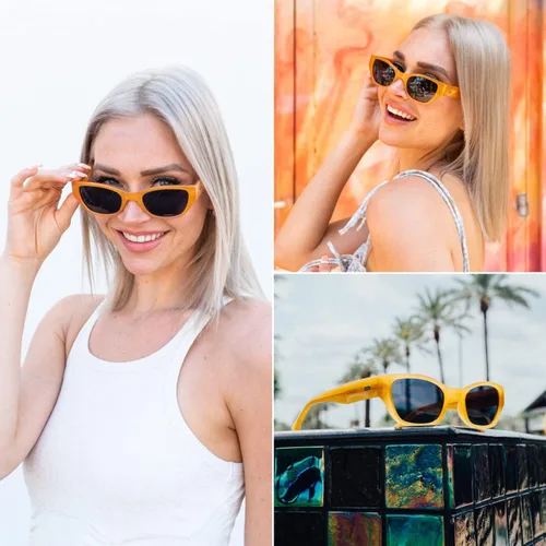 Vista 3 de WearMe Pro - Gafas de sol rectangulares gruesas de moda para mujer, talla única
