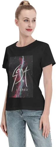 Vista 4 de Soda - Camisetas estéreo para mujer, ajuste holgado, casual, de algodón, cómodas, cuello redondo, manga corta, ropa