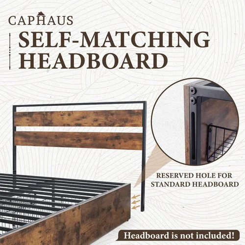 Vista 5 de CAPHAUS Base de cama de almacenamiento de metal industrial con 4 cajones, base de cama con plataforma que ahorra espacio, base de colchón
