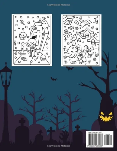 Vista 2 de Happy Halloween Coloring Book For Kids Halloween Colouring Pages For Children with Haunted Houses, Cats, Pumpkins, Witches, Bats and many more!