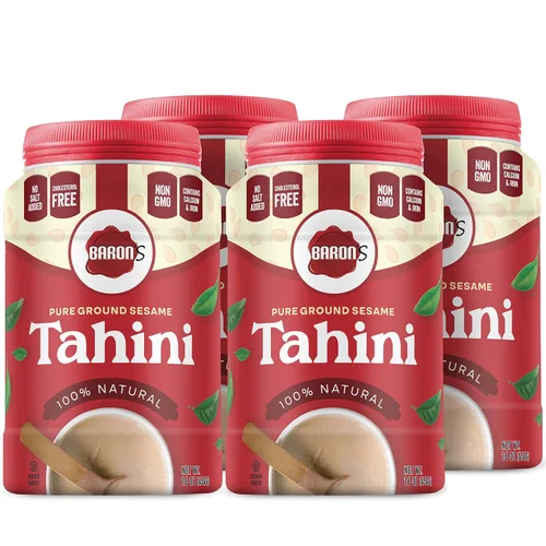 Vista 4 de Baron's Kosher 100% Pure Ground Sesame Tahini 16-ounce Jars (1 Pound (Pack of 1))