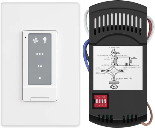 Vista 10 de Ventilador de techo de 3 velocidades con control remoto e interruptor de atenuación Combinación 2 en 1 de luz y control de pared, compatible