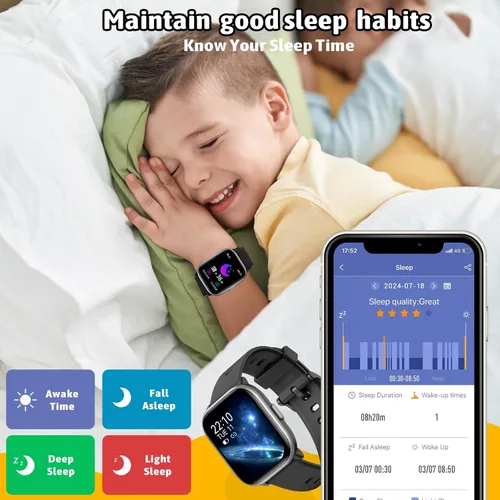 Vista 5 de Reloj inteligente para niños, reloj para niñas y niños con 20 modos deportivos, podómetro, monitor de sueño, relojes deportivos para niños, regalos