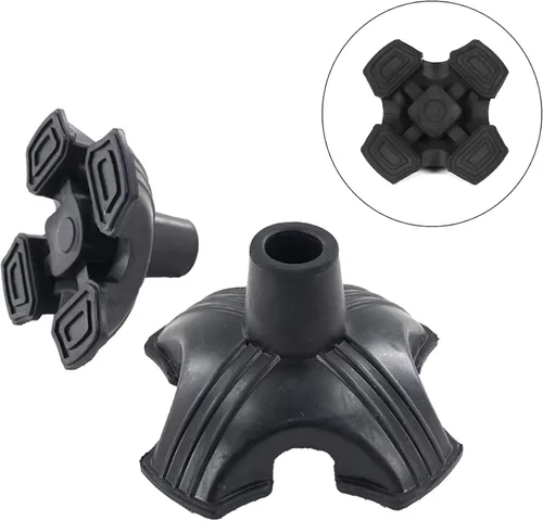 Vista 3 de Cane Tip 2pcs 3/4 inch Quad Self Standing 4 Leg Attachment Rubber Replacement Tip for Walking Stick Base Universal Stable Black