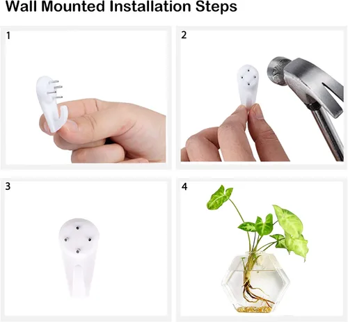 Vista 5 de Kingbuy Juego de Macetas Hexagonales de Pared - Paquete de 3 Jarrones de Terrario de Propagación de Vidrio con Soportes Colgantes para Plantas