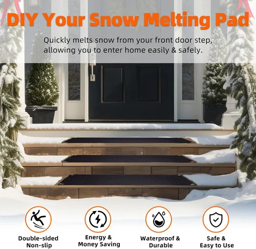 Vista 3 de Alfombrillas para derretir nieve para exteriores, 10 x 30, antideslizantes, eléctricas, calentadas para nieve, tapete de goma calentado con hielo