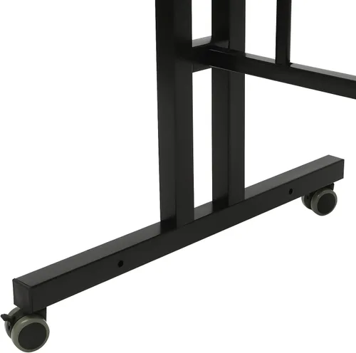 Vista 7 de Escritorio móvil de pie para computadora, estación de trabajo con ruedas universales, altura ajustable, doble panel inclinable, carrito