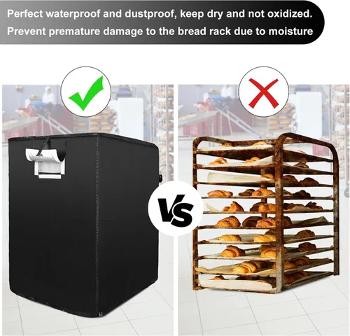 Vista 4 de Negro 10tier 23 "X28" X32" Sheet Rack Cover with Zipper, Ventilado, Oxford Cloth, For Baking, Cooking