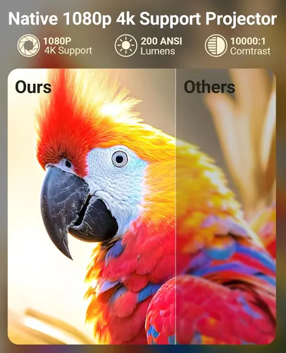 Vista 3 de Mini proyector con WIFI 6 y Bluetooth, proyector portátil con soporte 4K 1080P, aplicación incorporada, Android 11, 150 ANSI, corrección trapezoidal