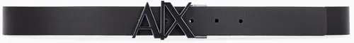 Vista 2 de Armani Exchange Cinturón de bisagra reversible con hebilla dorada para hombre Halcón Negro