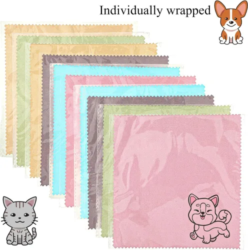 Vista 4 de WILLBOND Paño de limpieza de microfibra con diseño de perro, paño de microfibra suave multicolor para lentes, lentes de cámara, pantallas