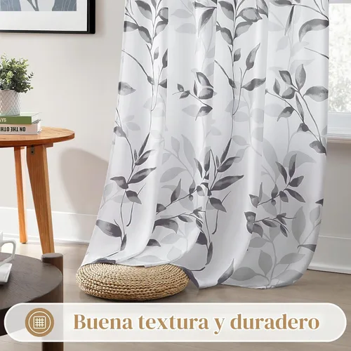 Vista 7 de HOMEIDEAS Cortinas traslúcidas de privacidad gris claro y blanco, 52 x 96 Hojas-gris claro