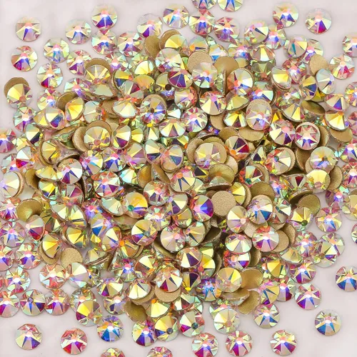 Vista 3 de Diamantes de imitación de 16 cortes no termoadhesivos con parte trasera plana para manualidades, diamantes de imitación de vidrio para uñas