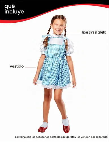 Vista 3 de Disfraz con lentejuelas de Dorothy del Mago de Oz (edición 75° aniversario)