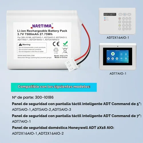 Vista 2 de NASTIMA Batería de 3.6V/4.2V para panel de seguridad inteligente 300-10186