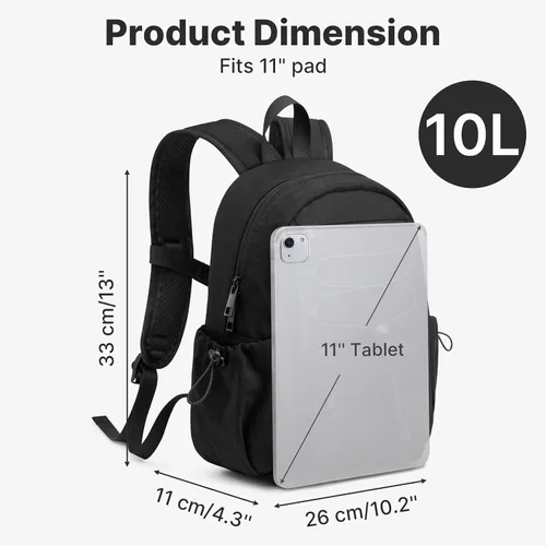 Vista 3 de G4Free Mochila pequeña de 10L para mujer y hombre Negro