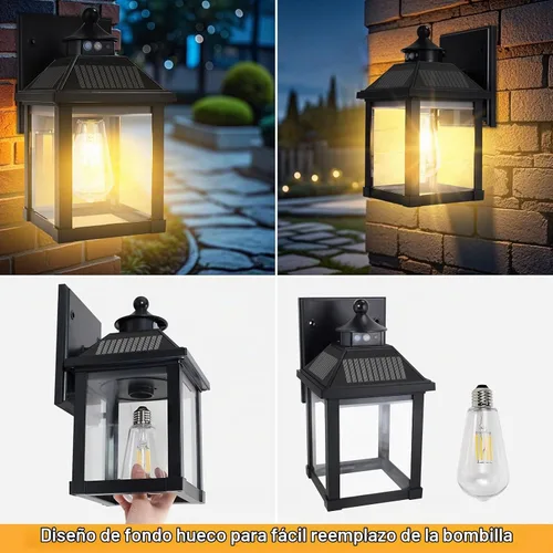 Vista 6 de CYHKEE Luces solares de pared para exteriores: aplique solar para porche