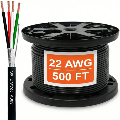 Vista 31 de Cable CMP Plenum blindado trenzado de conexión de cable, cable de bajo voltaje CL3P listado por UL, 22 AWG 2 conductores, carrete de 500 pies, blanco