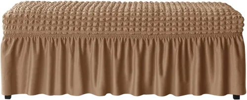 Vista 14 de SZJIAHTM Funda elástica suave para banco de comedor con falda, protector de reposapiés de poliéster, celosía de burbujas, fundas para banco de piano
