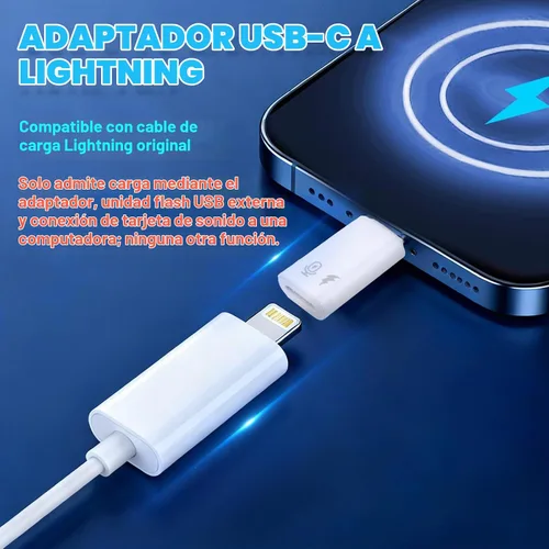 Vista 2 de 2pcs 8-Pin hembra a USB-C macho adaptador para iPhone 15/16