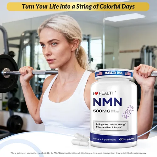 Vista 6 de NMN 500 mg por cápsula – Alta pureza 99.9% NMN, apoyo NAD+ para energía celular y envejecimiento saludable, 60 cápsulas, probado por terceros, cGMP