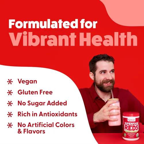 Vista 5 de Polvo orgánico de superalimentos rojos Suplemento de frutas y verduras Mezcla de batidos cargada con polvo de raíz de remolacha orgánica