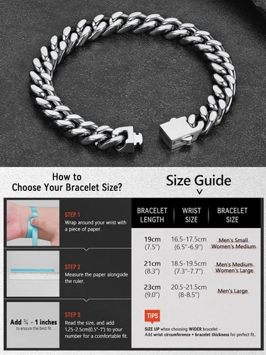 Vista 7 de FaithHeart - Pulsera de eslabones cubanos para hombre, acero inoxidable chapado en plata/negro/oro de 14 quilates, pulseras de eslabones