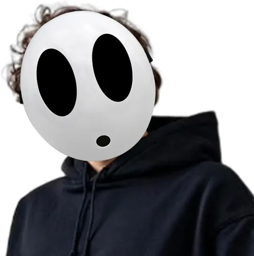 Vista 6 de Máscara de chico tímido con capa, 2 piezas, disfraz de anime de sueño blanco para Halloween, accesorios de accesorios de cosplay