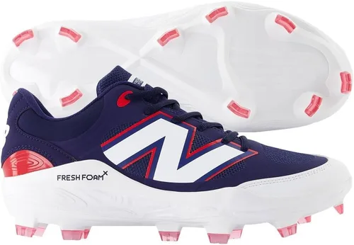 Vista 11 de New Balance Fresh Foam 3000 V7 - Zapatos de béisbol moldeados para hombre, color rojo mercurio/dorado, talla 6.5 M
