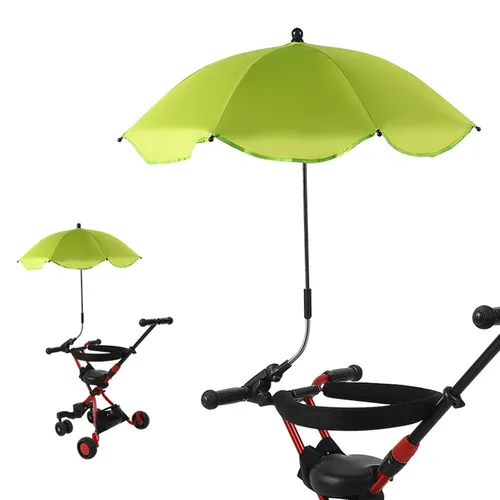Vista 10 de Sombrilla para cochecito de bebé, paraguas universal de 14 pulgadas con abrazadera, parasol ajustable de 360 grados, paraguas para carrito
