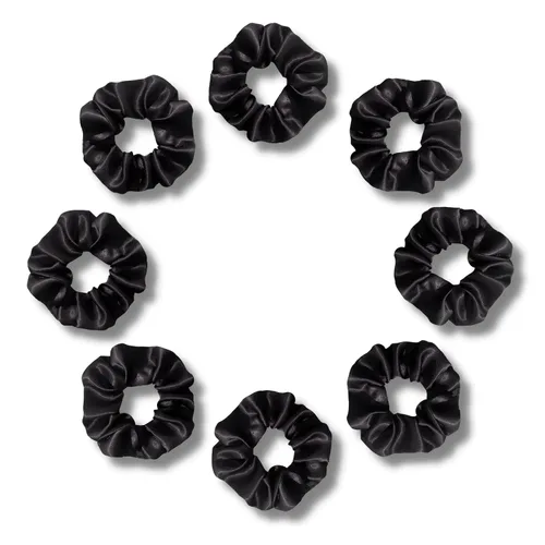 Vista 17 de Silvr Bear Paquete de 6 coleteros de satén de lujo, color negro, suaves, grandes para mujeres y niñas, bandas para el cabello grueso y rizado