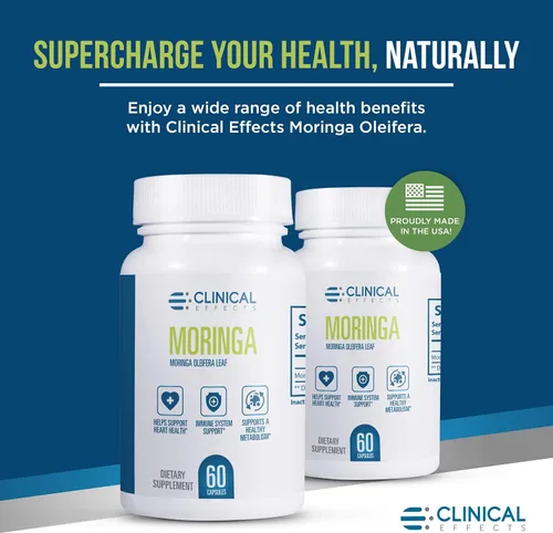 Vista 3 de Clinical Effects Moringa Oleifera - 800 mg Cápsulas de Moringa Suplemento Superalimenticio - Suplemento de apoyo para el corazón