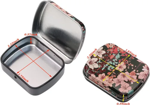 Vista 2 de Mini Skater Pequeña caja de almacenamiento portátil de metal, mini latas rectangulares con bisagras vacías con tapa, organizador para el hogar