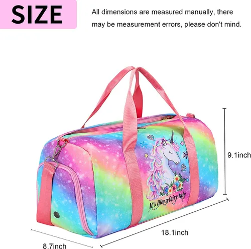 Vista 2 de BTOOP Bolsa de viaje para niñas niños gimnasio deportes mujer entrenamiento viaje bolsa de semana con compartimento para zapatos y bolsillo mojado
