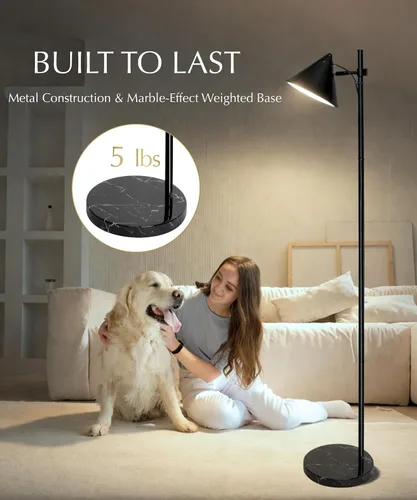 Vista 6 de HarvestLand Noah 59" Marble Black Floor Lamp, Adjustable Reading Lamp 59"H Floor Lamp, Modern Standing Reading Lamp for Living Room, Bedroom,Home