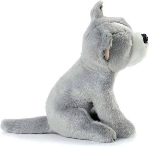 Vista 2 de DEMDACO Pittie Mix Rescue Breed Dog - Figura de peluche gris de 10 pulgadas