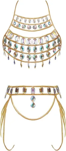 Vista 17 de Cadena de Cuerpo de Traje Sexy para Mujer B-Color dorado
