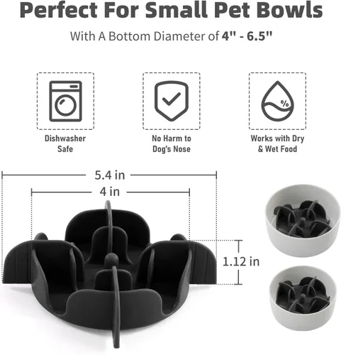 Vista 5 de Jaoul Recipiente de alimentación lenta para perros insertable, inserto de alimentador lento de 5.4 pulgadas cortable con 17 ventosas de pulpo
