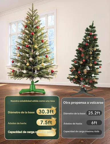 Vista 11 de Soporte giratorio para árbol de Navidad de 360°, hasta 7.5 pies, 90 libras Verde