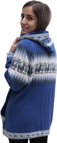 Vista 24 de Little Llamas Chaqueta Sudadera con Capucha de Lana de Alpaca Tejida Negro