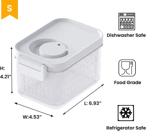 Vista 7 de Vacane Produce Saver, Contenedores de almacenamiento de frutas, Contenedores de productos con coladores, Contenedores para bayas, 3.8 tazas