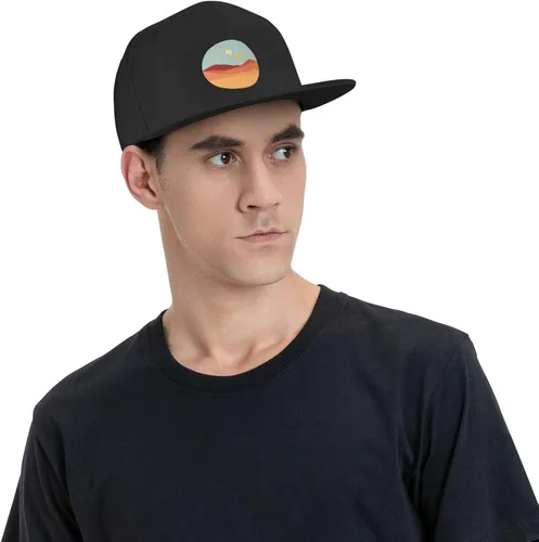 Vista 3 de RUAPIA-Two-Suns-Trucker-Hat, Snapback Hats Flat Bill Caps Dad Hat Baseball Cap for Men Women Black