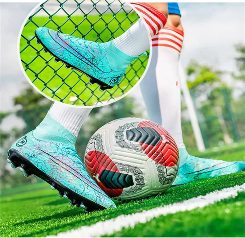 Vista 7 de Tenis de fútbol unisex competitivos para hombres y mujeres, botas de fútbol para interiores y exteriores, botas de fútbol atléticas, césped mundial