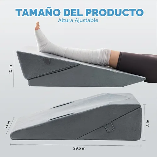 Vista 2 de Ganondorf Almohada de elevación de piernas 2 en 1 para poscirugía, almohada ajustable de espuma de alta calidad de 8 y 10 pulgadas, reemplazo