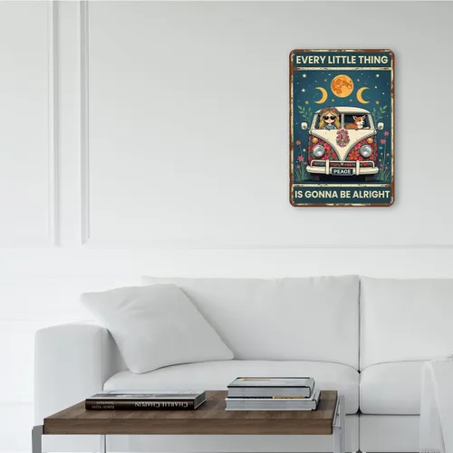 Vista 3 de Póster de pared retro hippie, cartel de metal vintage, perfecto para habitaciones temáticas de los años 70 y colecciones de pósteres geniales