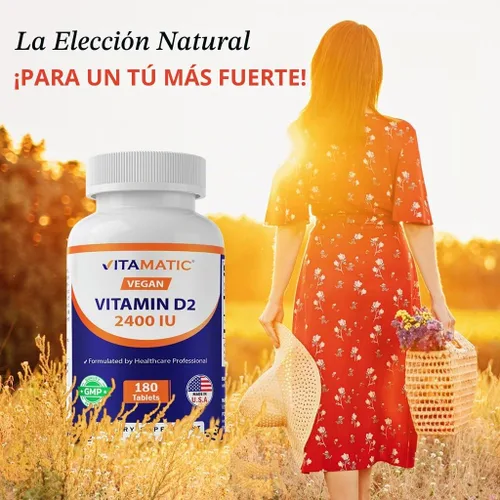 Vista 5 de Vitamatic Vegan Vitamina D2 2400 UI Tabletas, 180 unidades (paquete de 2)