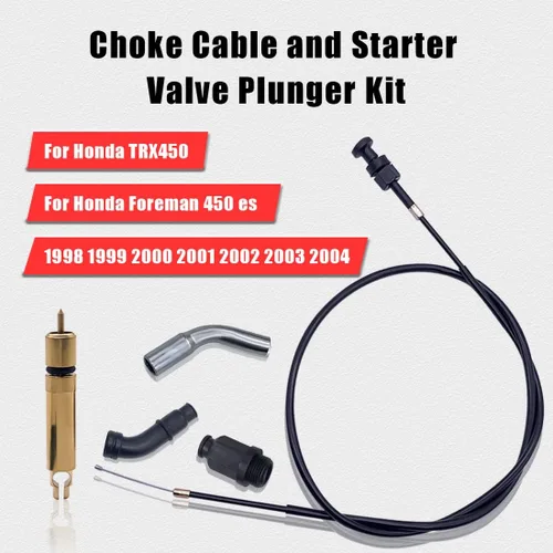 Vista 2 de Kit de émbolo de cable de estrangulador y válvula de arranque compatible con Honda TRX450 Foreman 450 es 1998 1999 2000 2001 2002 20032004