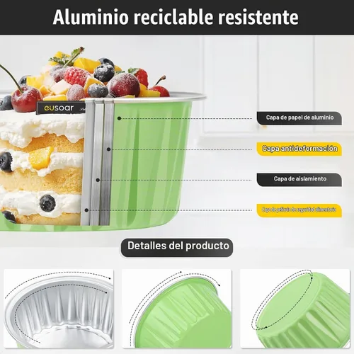 Vista 3 de EUSOAR Forros para cupcakes para hornear, 50 forros para magdalenas de 5 onzas, moldes de papel de aluminio desechables, recipientes de postre