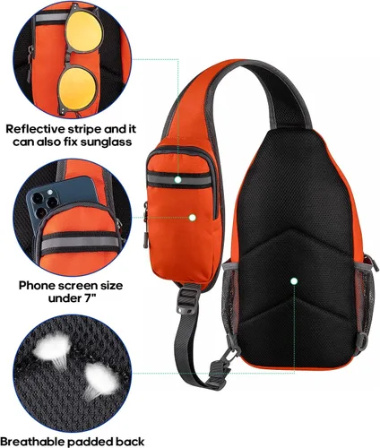 Vista 131 de Waterfly - Mochila cruzada tipo bandolera para viajes y caminatas, bolsa de pecho, Gris, talla única